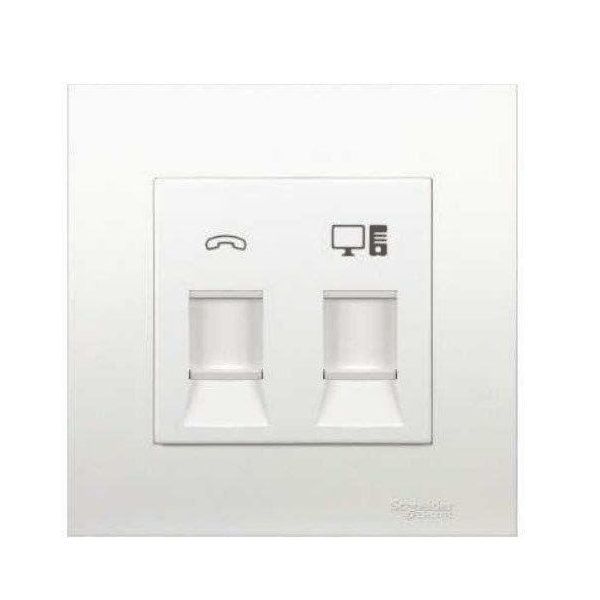 Bộ ổ cắm điện thoại + ổ cắm mạng Cat5e - trắng