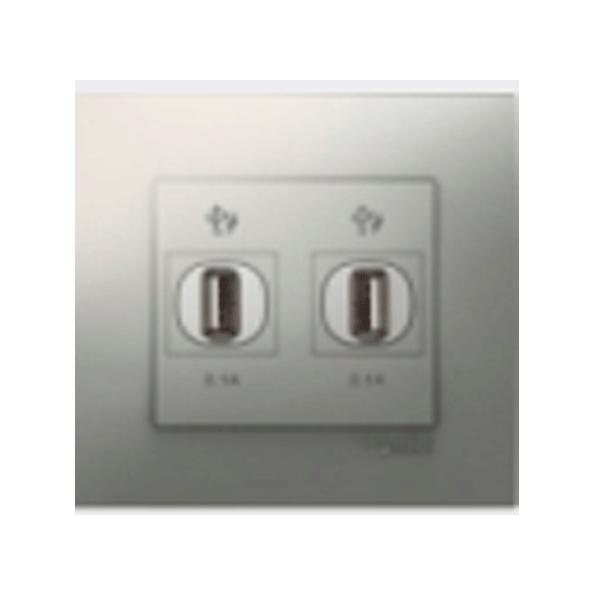 Bộ ổ cắm sạc USB đôi - xám bạc