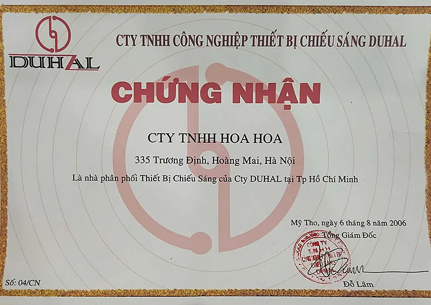 Chứng nhận NPP Duhal 2006