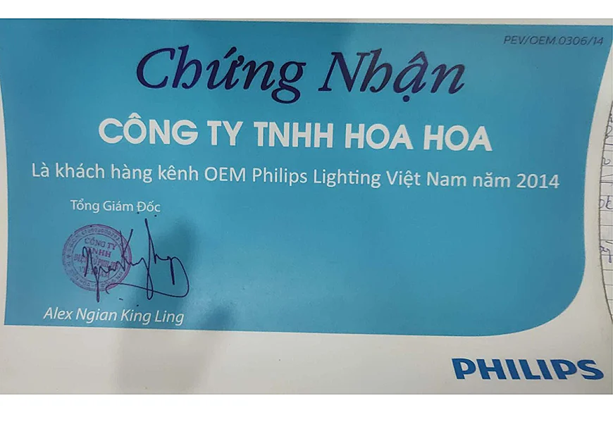 Chứng nhận NPP Philip 2014