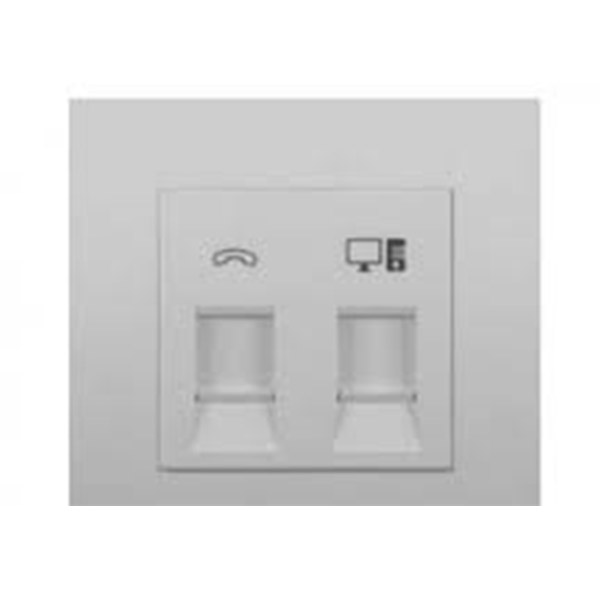 Bộ ổ cắm điện thoại + ổ cắm mạng Cat5e - xám bạc