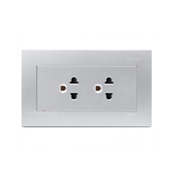 Bộ ổ cắm đôi 3 chấu - xám bạc