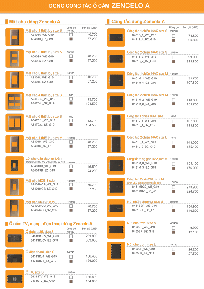 Công tắc ổ cắm Zencelo A