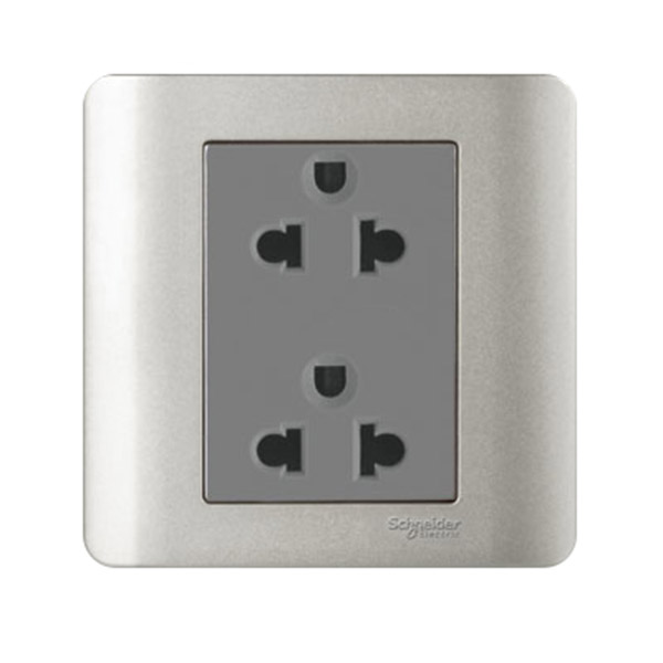 Bộ ổ cắm đôi 3 chấu - xám