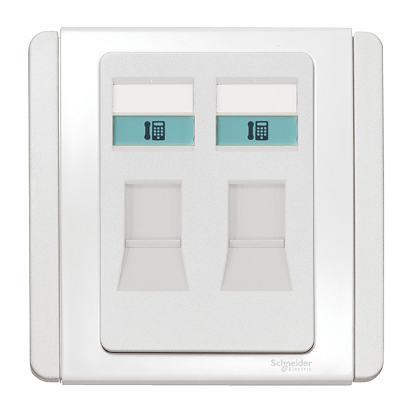 Bộ ổ cắm điện thoại đôi - trắng