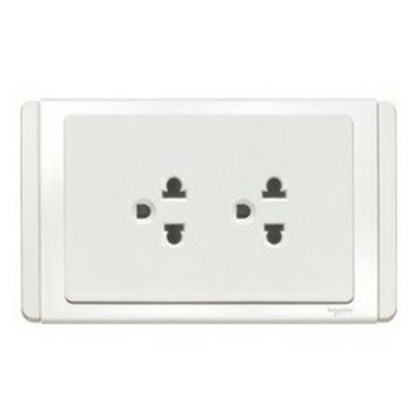 Bộ ổ cắm đôi 3 chấu - trắng