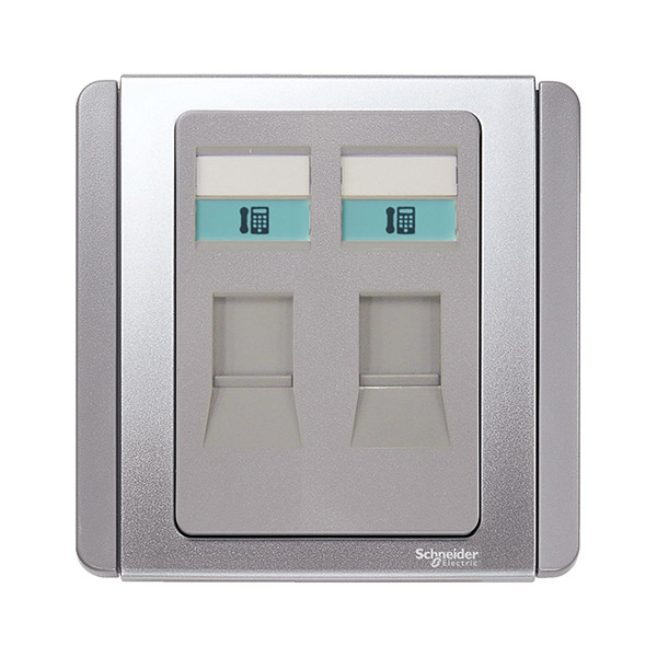 Bộ ổ cắm điện thoại đôi - xám