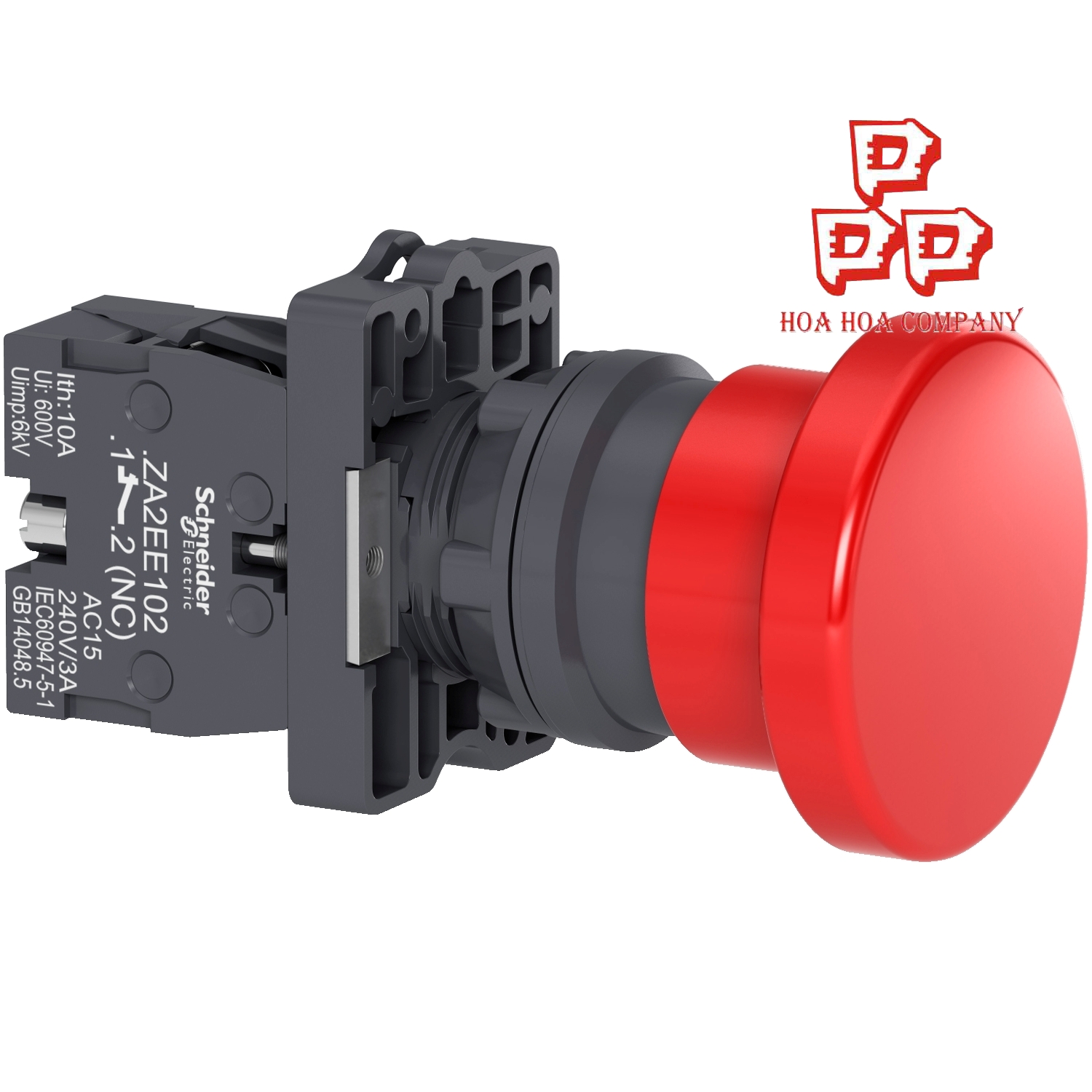 Nút nhấn thả đầu nấm Ø22, N/C, đường kính Ø40mm, màu đỏ