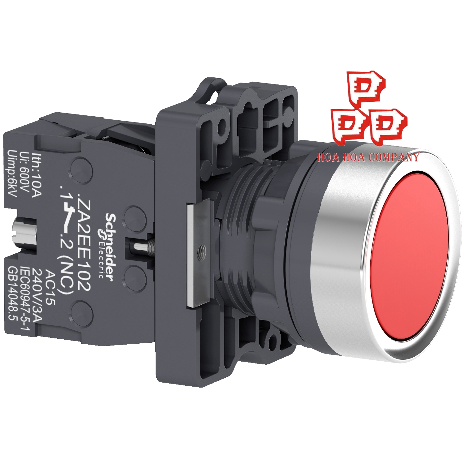 Nút nhấn thả Ø22, N/C, không ký hiệu, màu đỏ