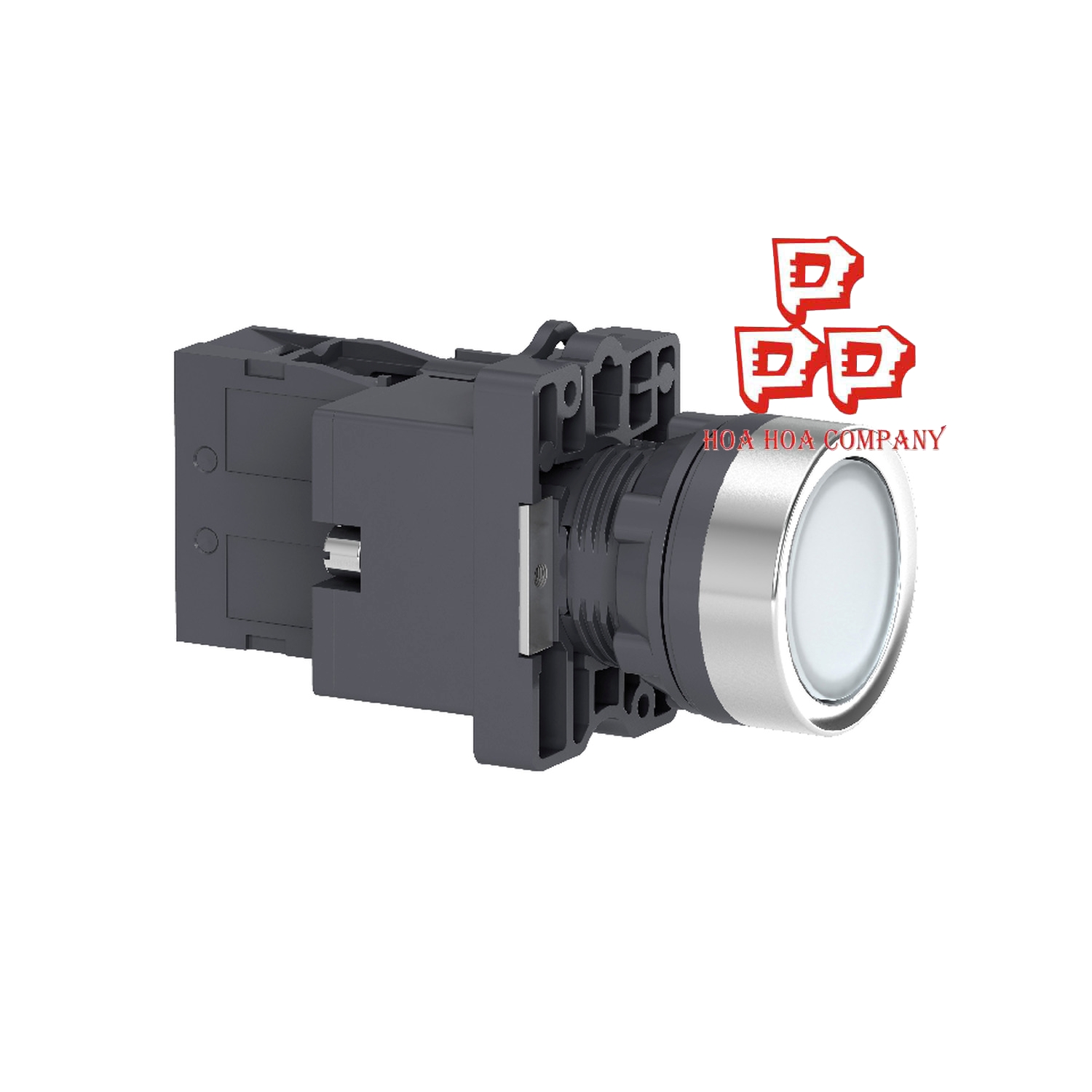 Nút nhấn có đèn báo Ø22, điện áp 220V AC, N/O, màu trắng