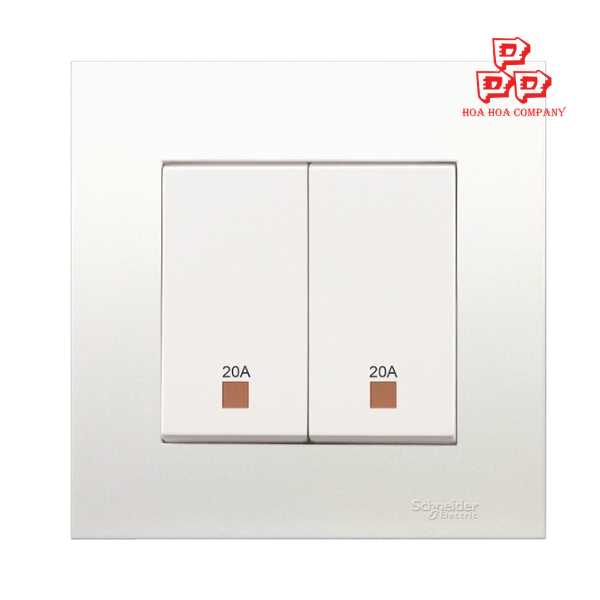 Bộ công tắc đôi 2 cực 20A - trắng