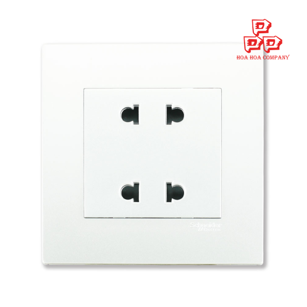 Bộ ổ cắm đôi 2 chấu - trắng