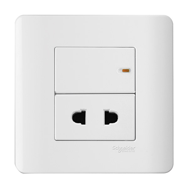 Bộ ổ cắm đơn 2 chấu có công tắc - trắng