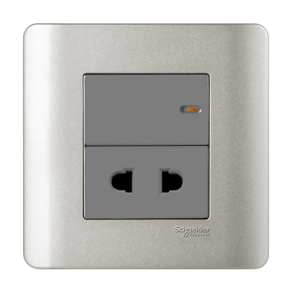 Bộ ổ cắm đơn 2 chấu có công tắc - xám