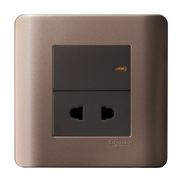 Bộ ổ cắm đơn 2 chấu có công tắc - đồng