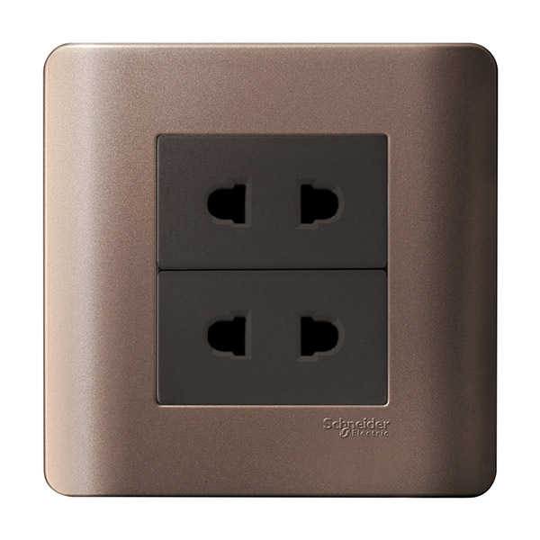 Bộ ổ cắm đôi 2 chấu - đồng