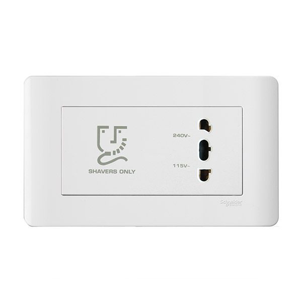 Bộ ổ cắm dao cạo râu, mặt ngang - trắng