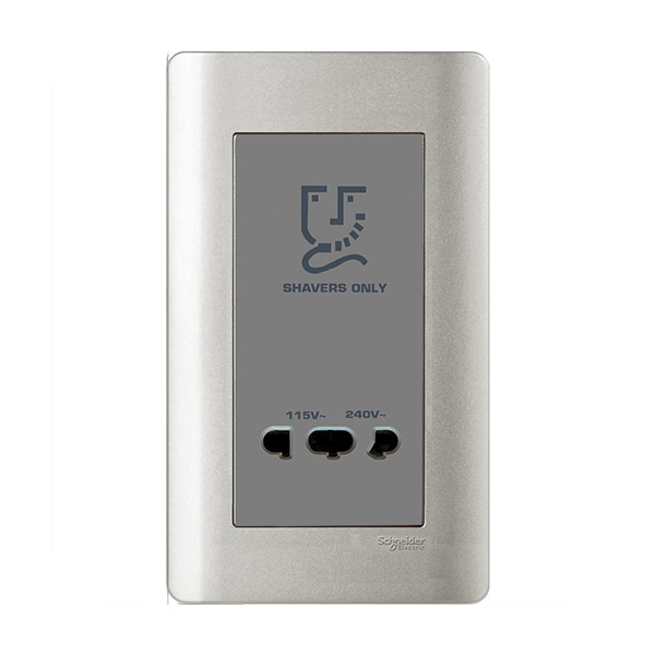 Bộ ổ cắm dao cạo râu, mặt đứng - xám